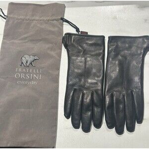 Fratelli Orsini Leather Gloves sz 7 Francesca Brown Made in Italy Rabir Fur Line